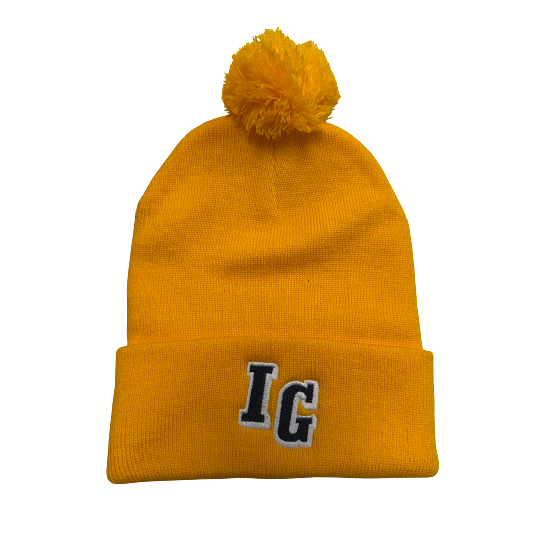 Gold Pom Beanie | 2 Logo Options