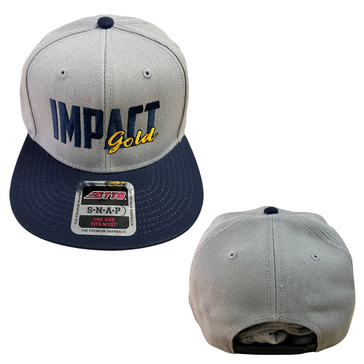 Grey Hat/Navy Bill Mid-Profile Snapback | 2 LOGOS