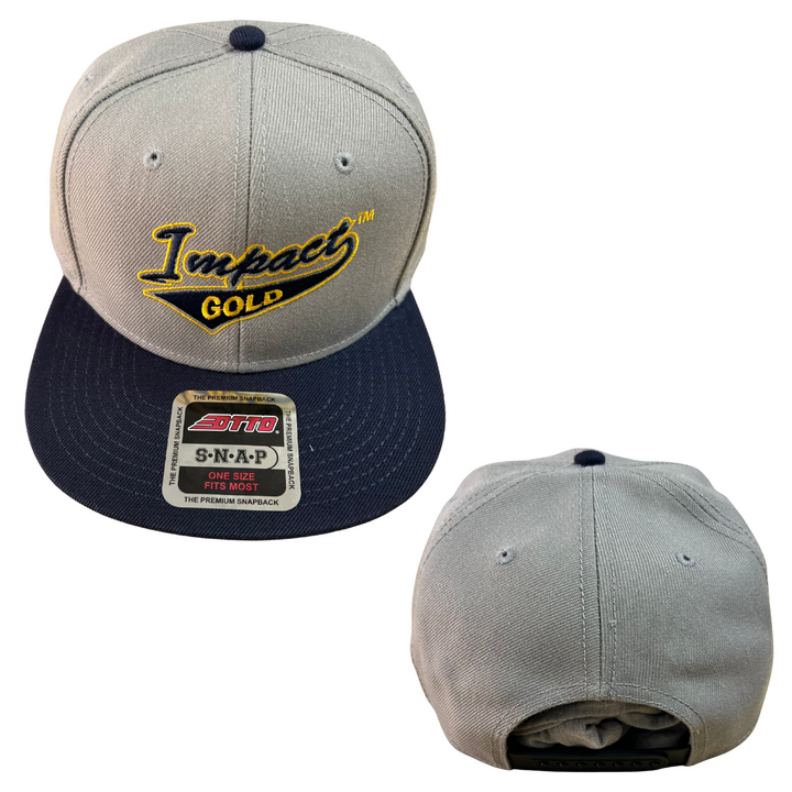 Grey Hat/Navy Bill Mid-Profile Snapback | 2 LOGOS