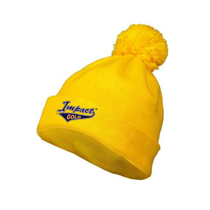 Gold Pom Beanie | 2 Logo Options